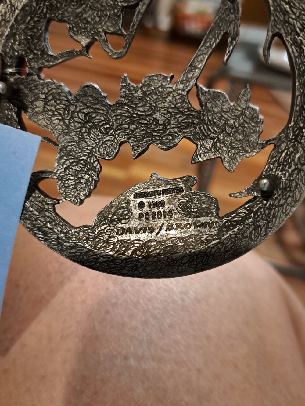 Rawcliffe Signed Pewter Belt Buckle Art Nouveau Rivival Signed By Davis/Brown